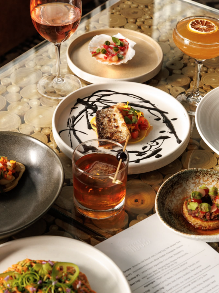 Freya multi-course chef date night dinner spread