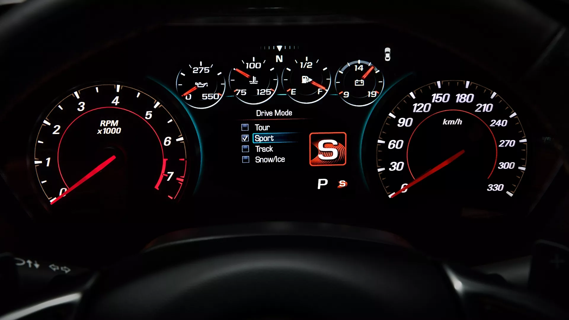 Driver Information Center displaying Drive Mode Selector
