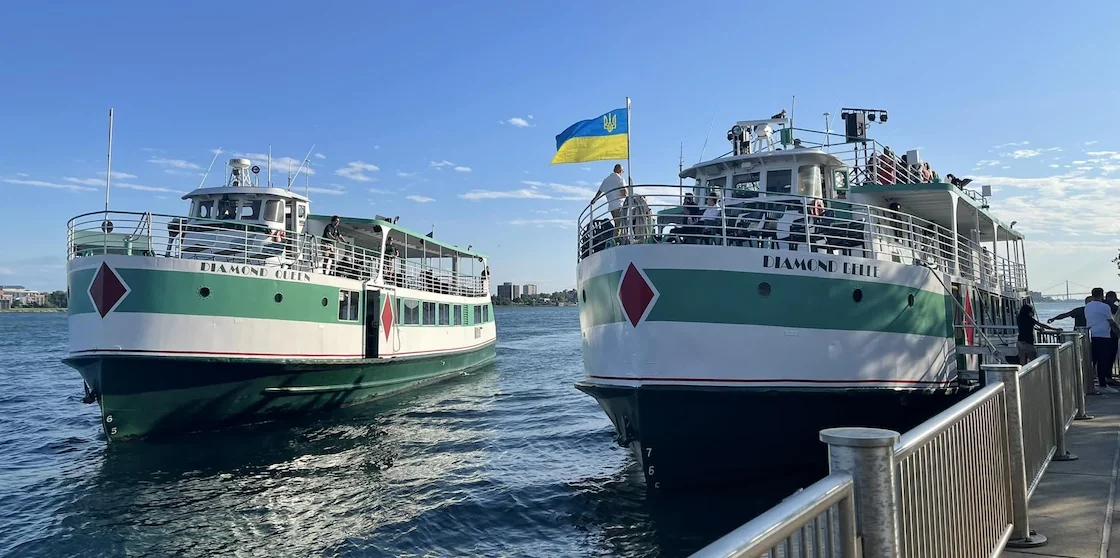 two boats on the Detroit river - water activities