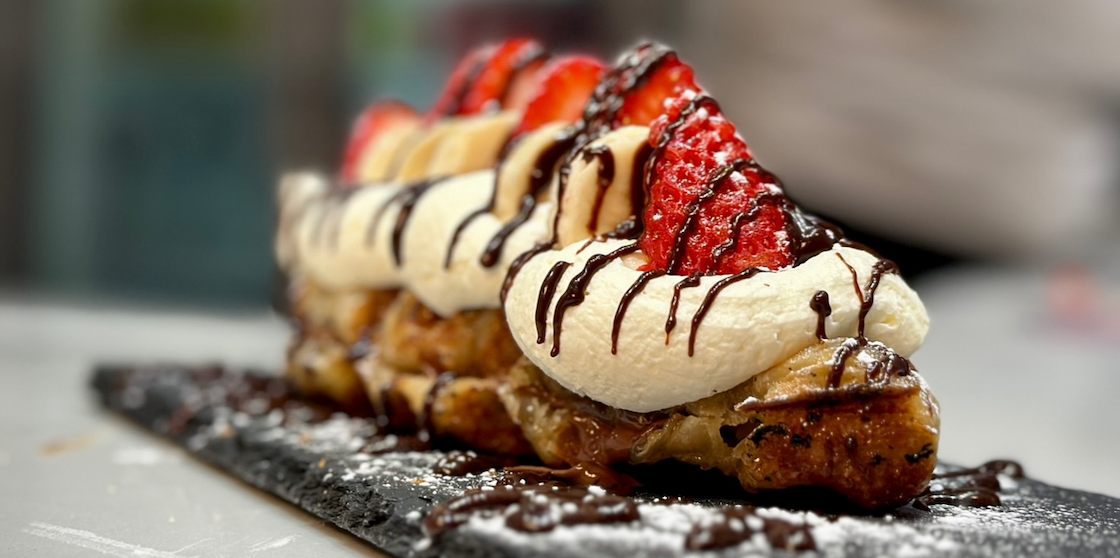 house of chimney cakes sweet strawberries and cream croffle