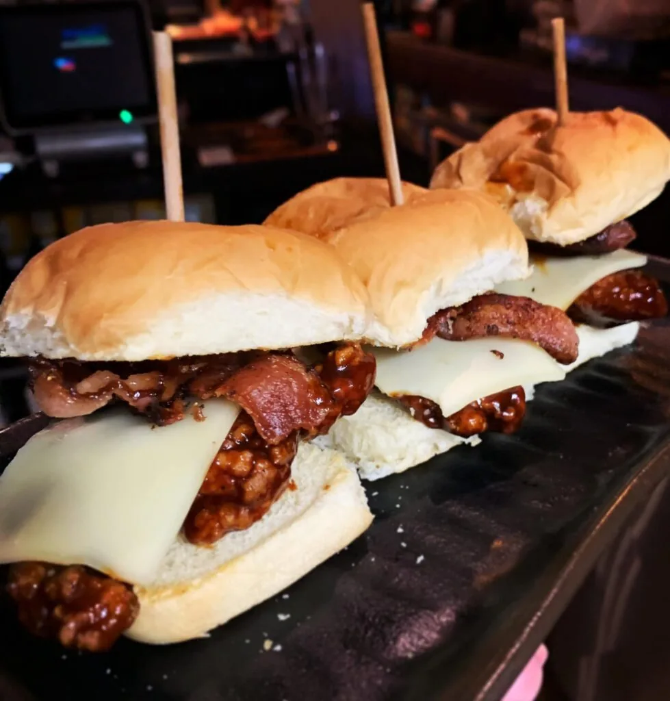 barbecue bacon sliders from basement burger bar