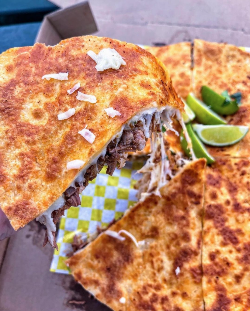 birria pizzadilla from que pasa taqueria