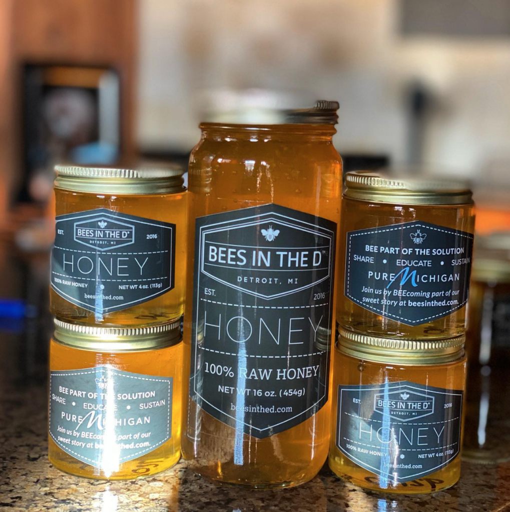 Assorted jars of honey from Bees in the D