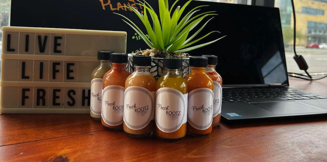 Assorted juices from Fresh Rootz