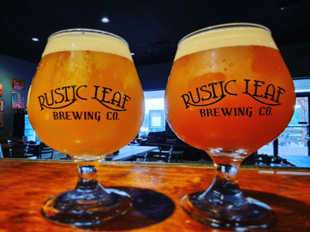 rustic leaf brewing company two glasses of fall beer
