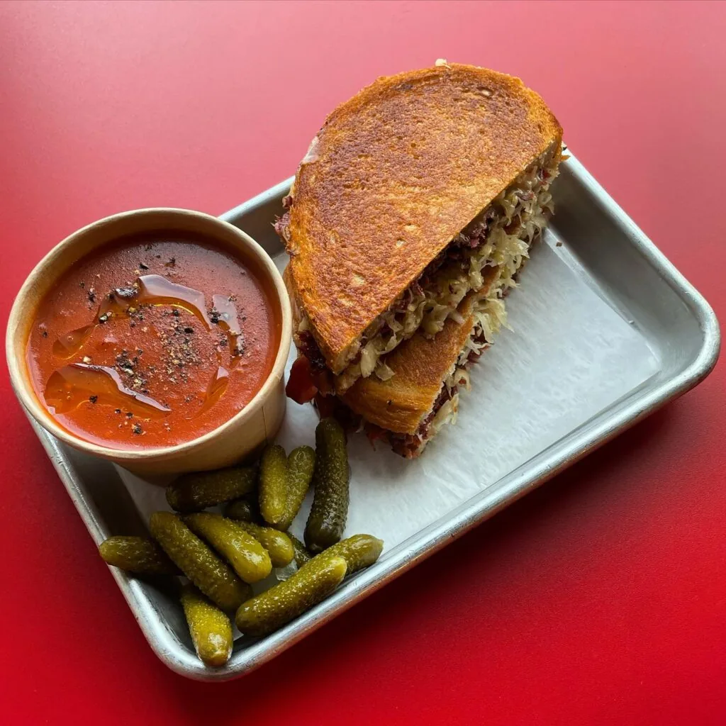 grilled cheese sandwich and tomato soup from mongers' provisions