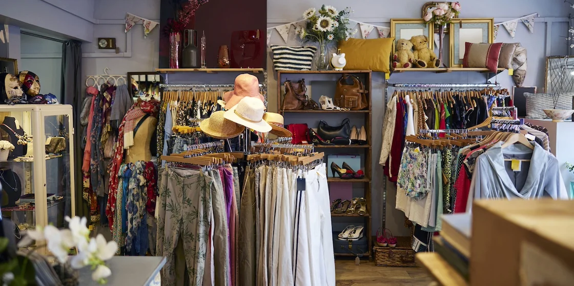 Interior Antique Store Selling Used And Sustainable Clothing And Household Goods