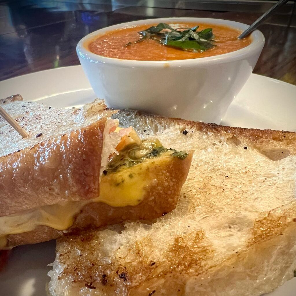 grilled cheese sandwich with soup from woodbridge pub