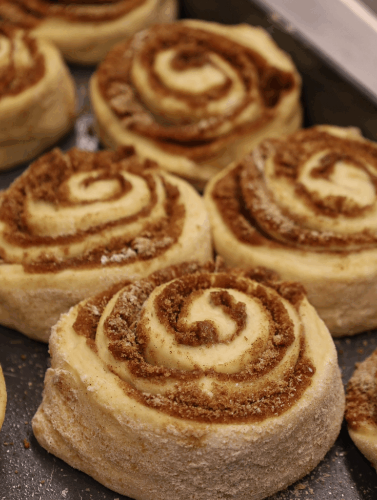 Cinnamon rolls ready to be baked at Detroit Cookie Co