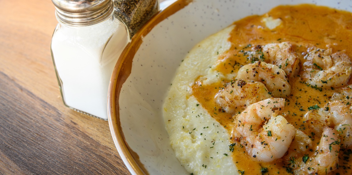 A traditional southern bowl of shrimp and grits.