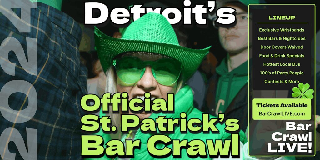 bar crawl live! st. patrick's day march event flyer