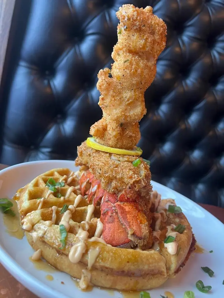 lobster waffle at terry's terrace for lobster lovers month