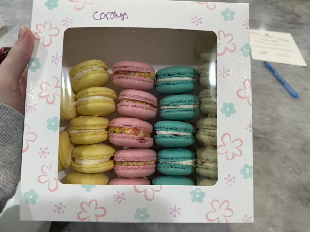 closed box of macarons from a technique class