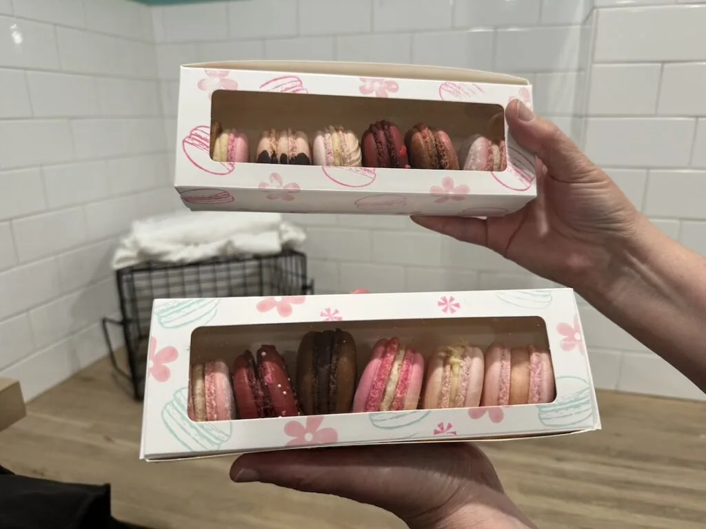 complimentary macaron boxes from a February macaron technique class