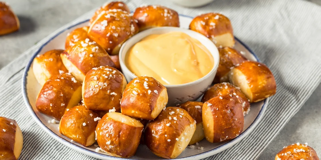 Homemade Small Soft Pretzel Bites with Beer Cheese