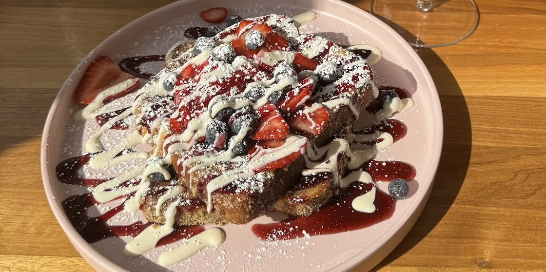 cheesecake french toast from jay jays bistro's brunch menu