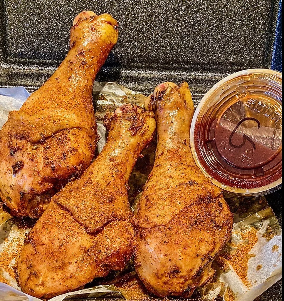 wings from lazybones smokehouse with barbecue sauce