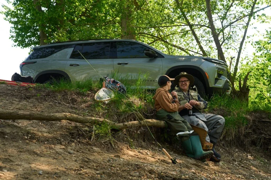 father and son bonding on the river banks