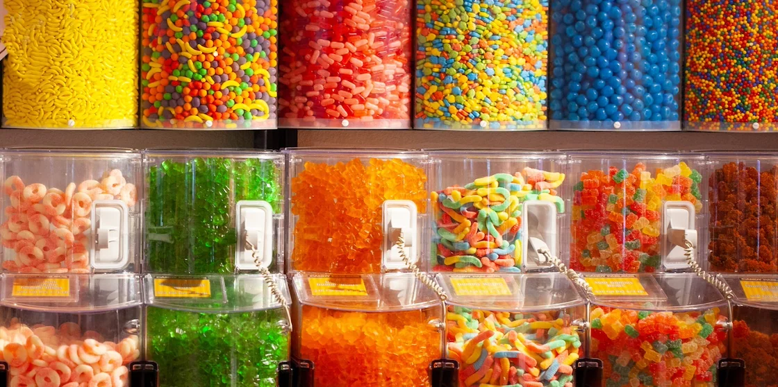 Candy Bins in bulk food Candy shop
