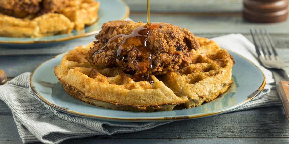 Homemade Southern Chicken and Waffles with Syrup