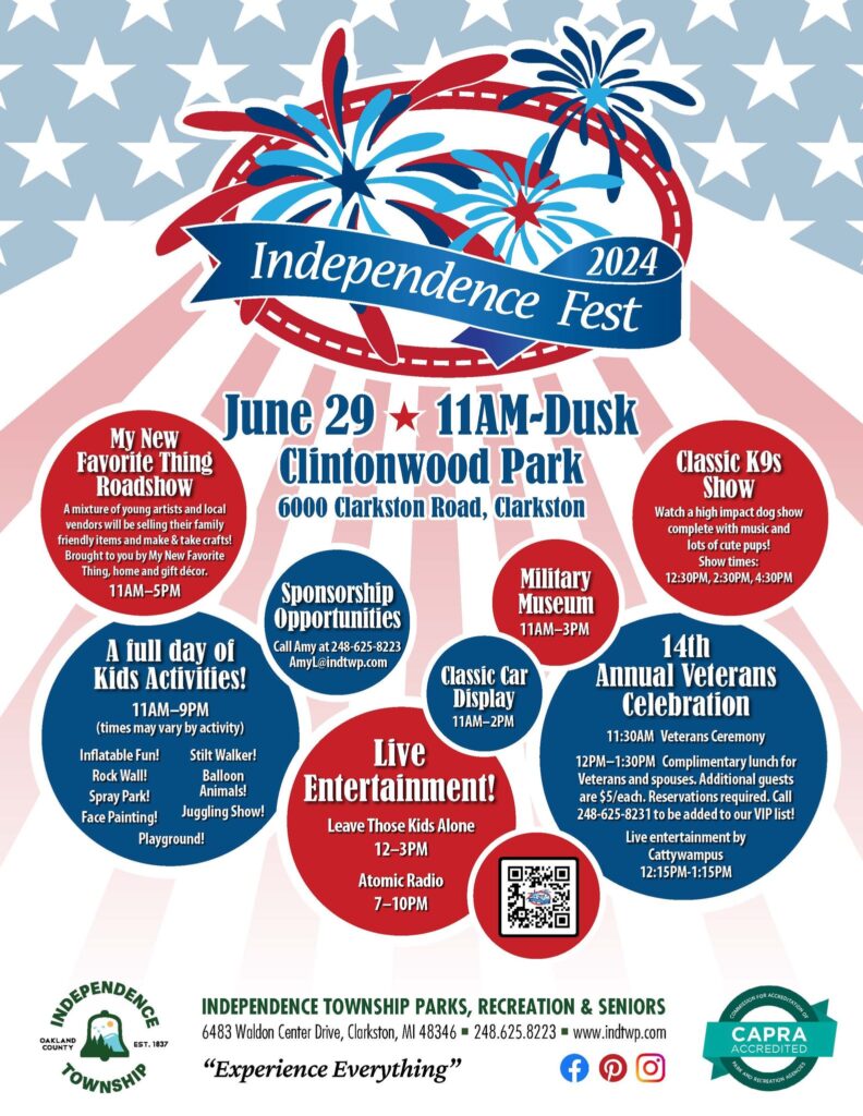 Flyer for the Independence Township Independence Fest