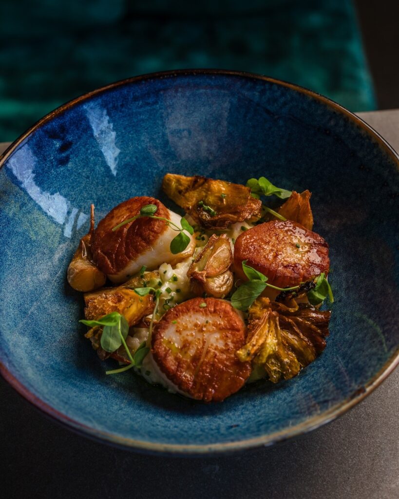 bowl of scallops from bar pigalle - seafood