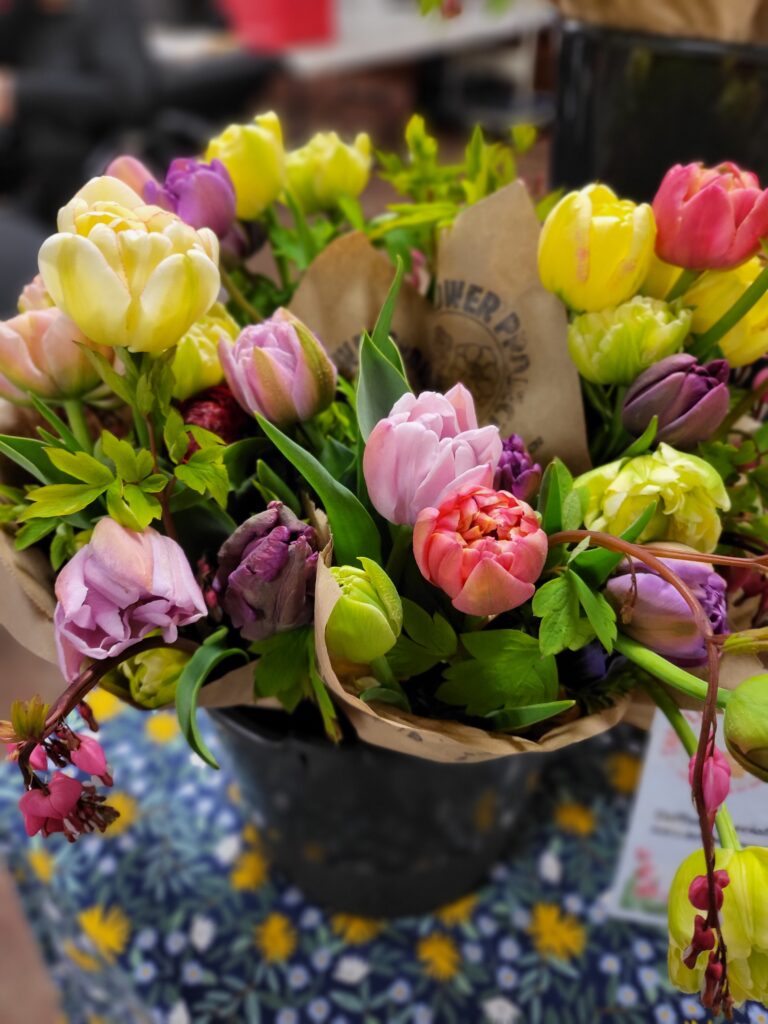 flowers from Royal Oak Farmers Market.