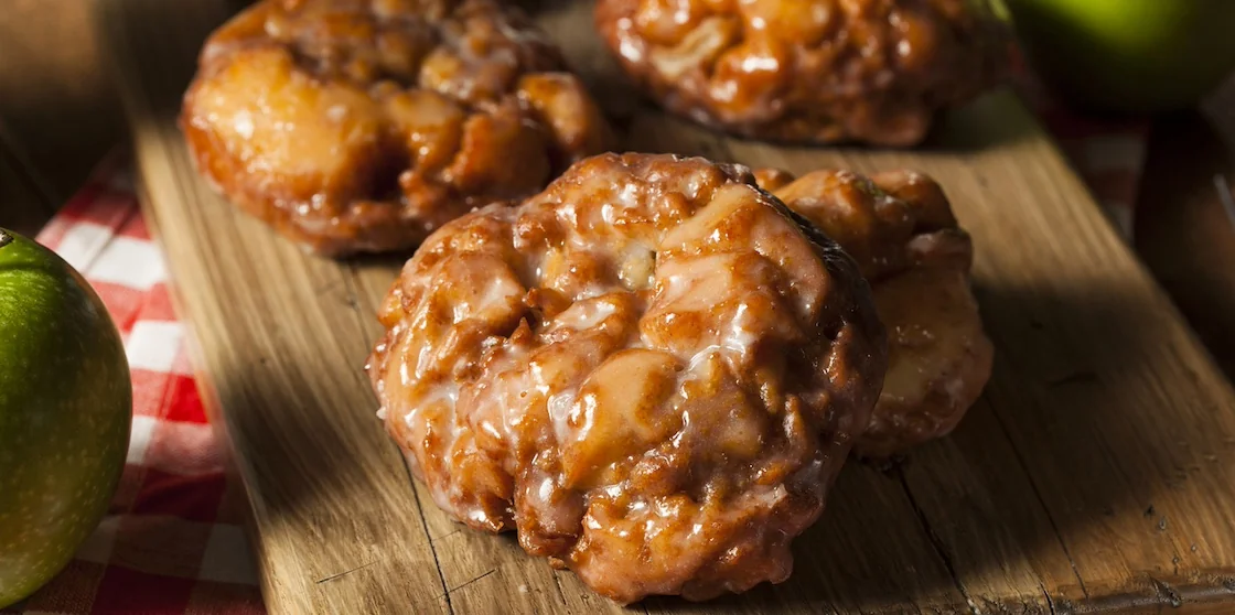 Homemade Glazed Apple Fritters with Cinnamon and Apples