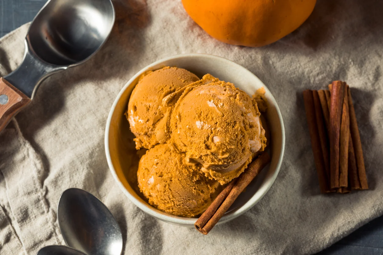 Cold Pumpkin Pie Ice Cream with Cinnamon Spice