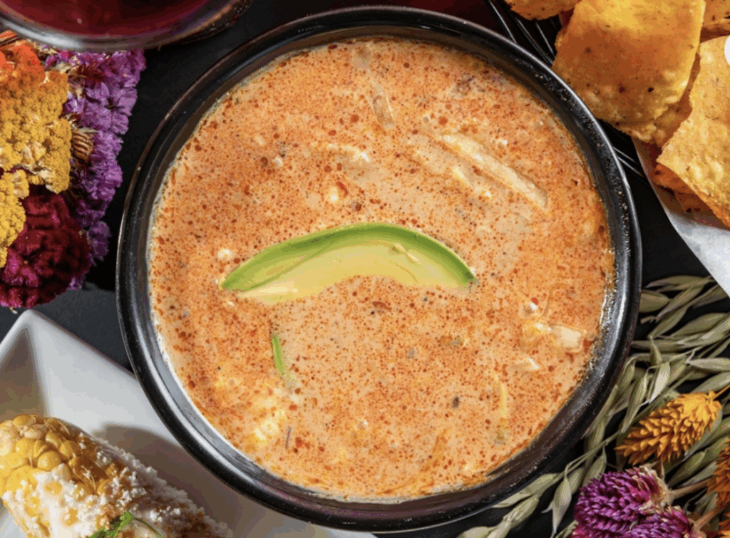 Mezcal soup with avocado