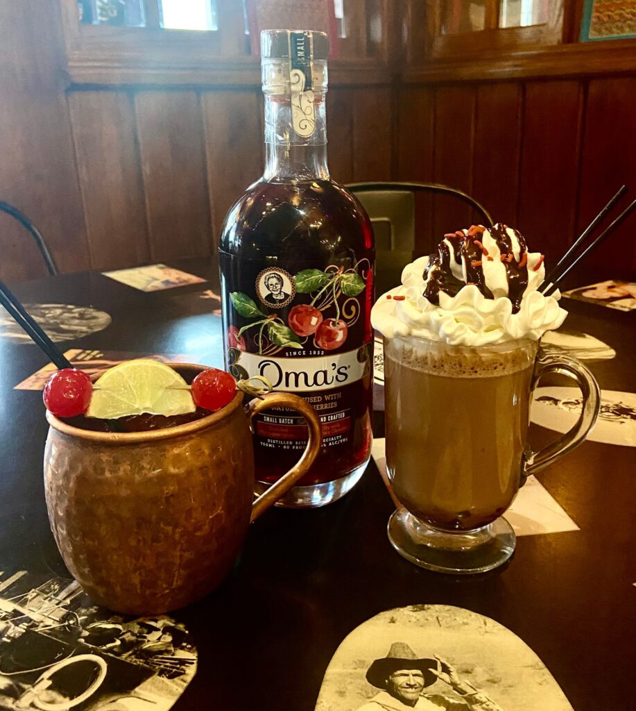 citrus infused cherry mule and spanish coffee from Raven Cafe