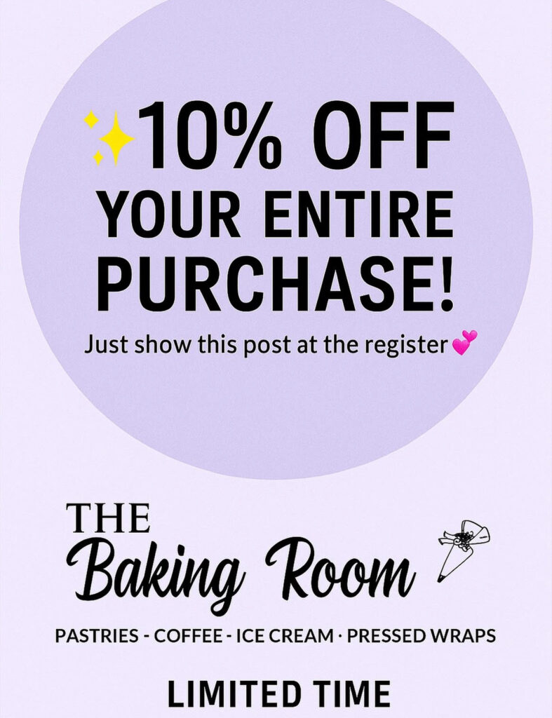 10% off flyer from The Baking Room by Romena