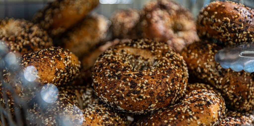 Sourdough everything bagels from Bev's Bagels