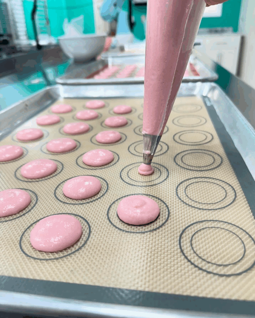 Macarons being made at for the love of sugar