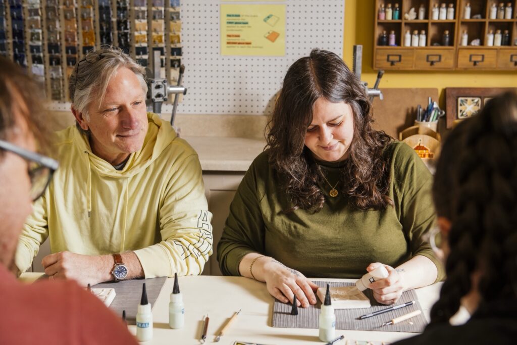 Tile glazing diy workshop at Pewabic in Detroit, courtesy of EEBerger