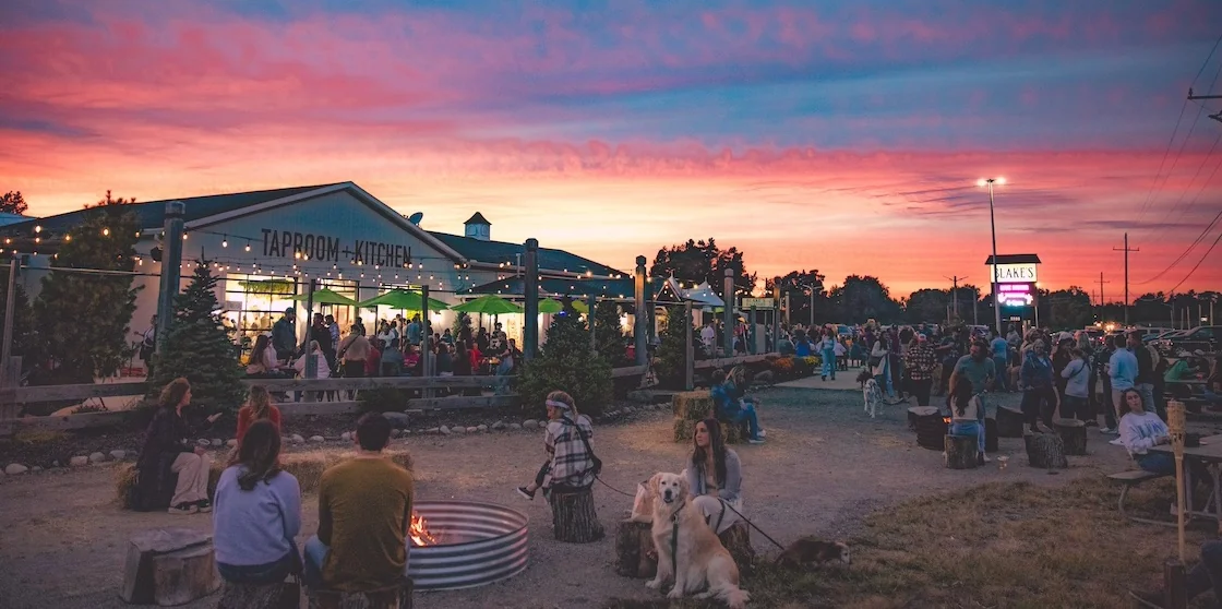 Blake's outdoor seating area at sunset