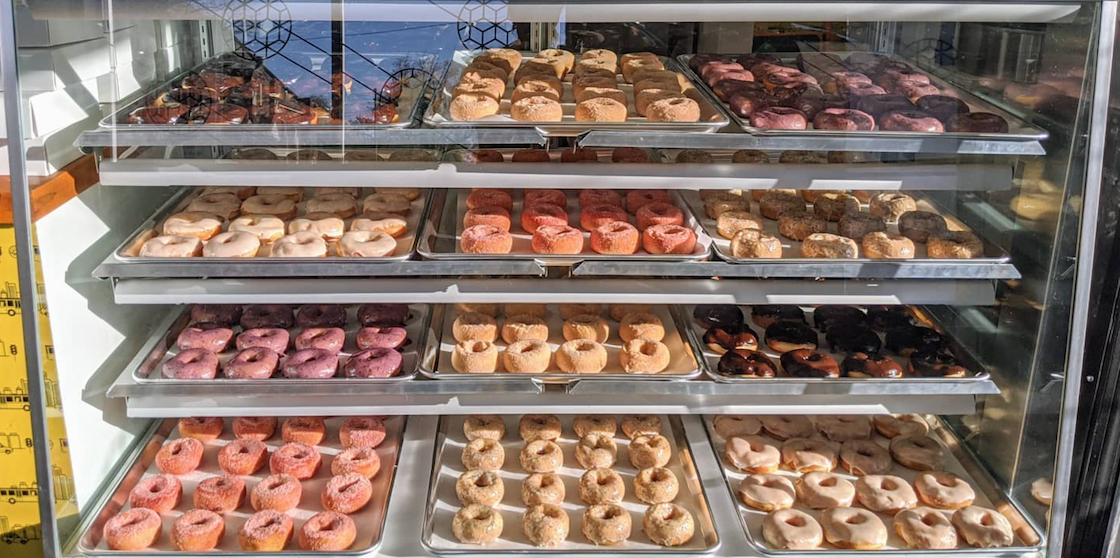 Donut display case at Yellow Light