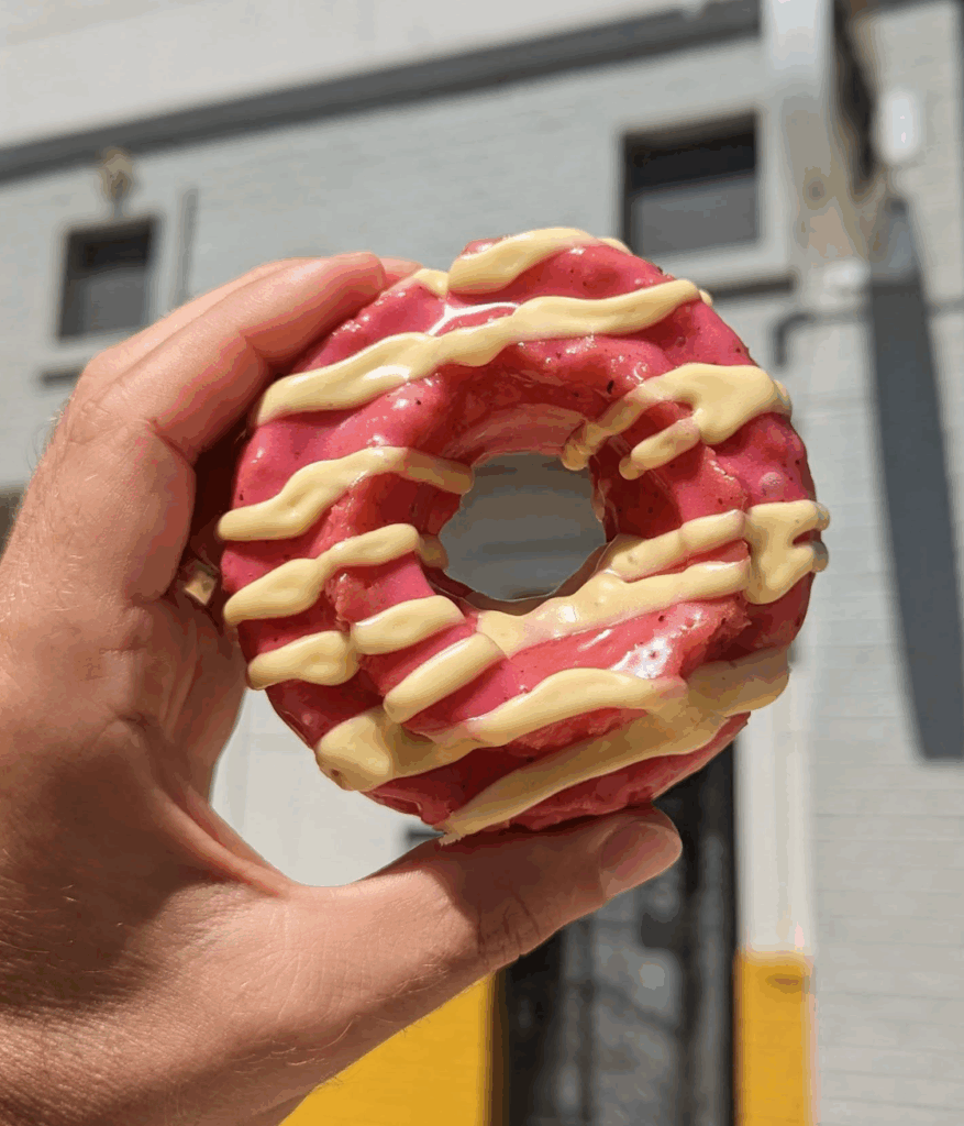 hibiscus donut from yellow light