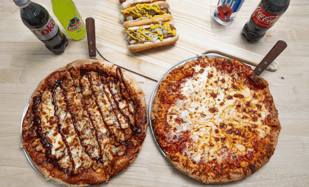 justin jacob café's pizza, hot dogs, and beverages