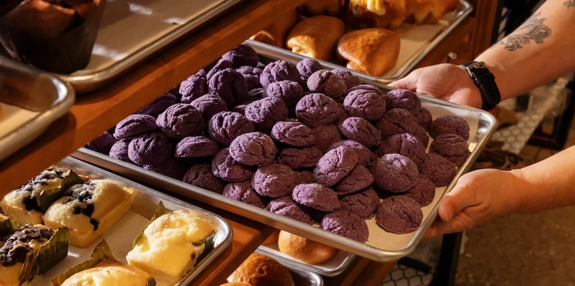 tray of ube cookies from JP Bakes & Bakes