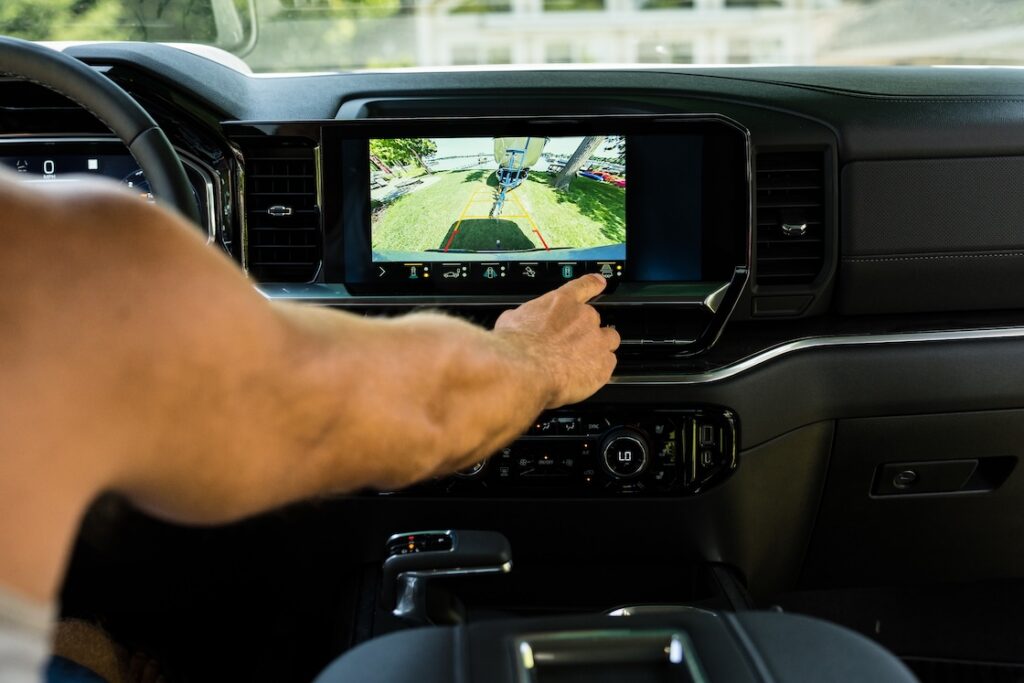 Silverado towing - camera view backing up to a boat hitch