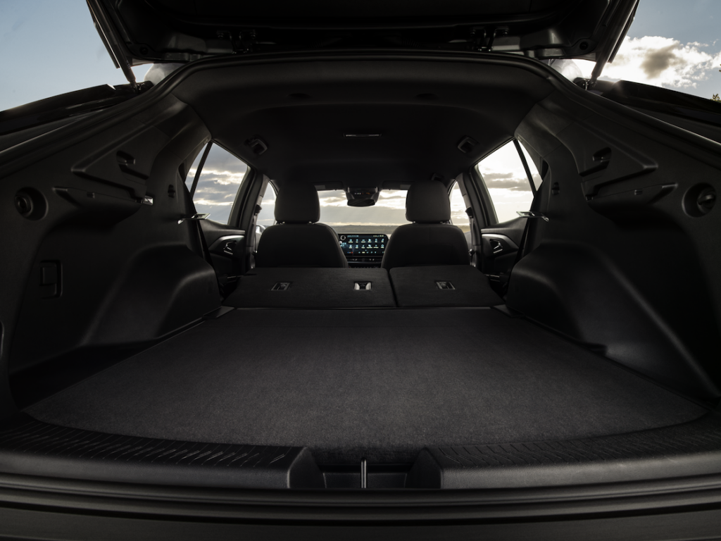 Equinox EV cargo space with rear seats folded flat