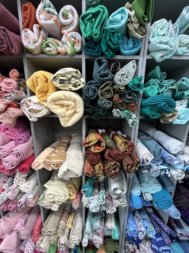 Creative fabric rolls at Scrap Creative Reuse Ann Arbor